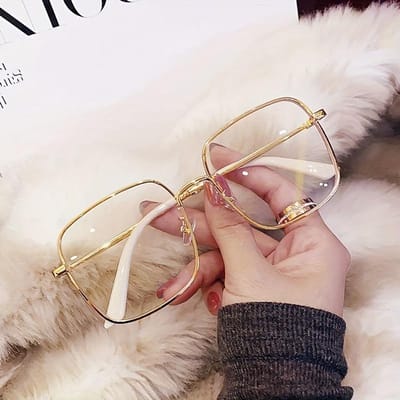 2 STUKS Dames Grote Montuur Vierkante Bril Hoge Definitie Platte Lens Metalen Montuur Trendy Modieuze Brillen
