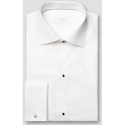 Eton Overhemd Elevated Organic Supima 120 Cotton Twill Uni Color French Cuffs Wit / male