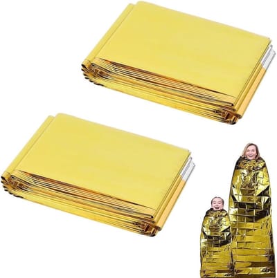 Reddingsdeken Set - Nooddeken Warmtefolie - Noodsituaties Bescherming - Goud/Zilver Dubbelzijdig - 210 x 160 cm - Goud/Zilver