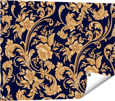 Gards Tuinposter Decoratieve Gouden Bloemen Achtergrond - 80x60 cm - Tuindoek - Tuindecoratie - Wanddecoratie buiten - Tuinschilderij