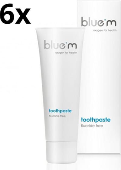 6x Bluem Tandpasta Fluoride Vrij 75 ml - Voordeelverpakking
