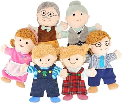 Set van 6 Vingerpoppen van Zacht Pluche voor Kinderen - Educatief Speelgoed voor Verhalen en Creatieve Spelletjes met Familieleden
