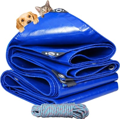 Multifunctioneel Grondzeil - Dekzeil Waterdicht - Spullen Afdekken - Scheurbestendig PVC - 0.5x31m - Blauw
