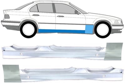 Volledige dorpel + reparatiepaneel voorste spatbord voor BMW 3 E36 1990-2000