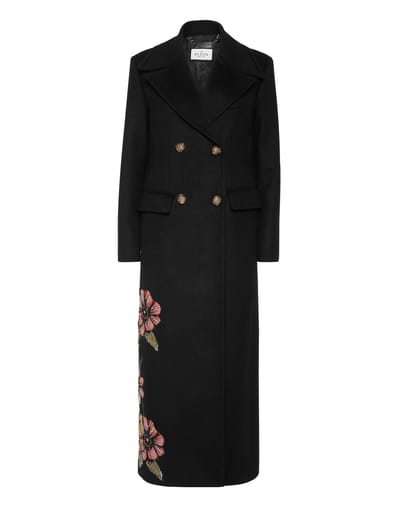 Double-Breasted Embroidered Long Coat Fairy