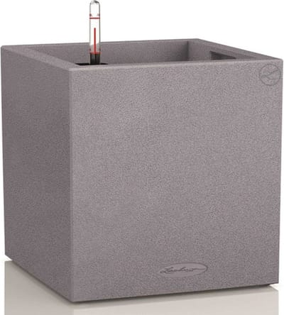 LECHUZA CANTO Stone 40 low - Plantenbak - met uitneembare binnenbak - met bewateringssysteem - ALL-IN-ONE set met LECHUZA-PON - steengrijs
