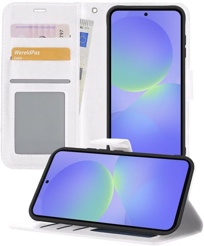 Hoesje - Geschikt voor Samsung Galaxy A36 - Luxe Bookcase - Walletcase Hoes - Portemonnee - Cover - Telefoonhoes - Wit