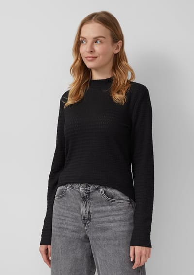 Semi-doorzichtige lange mouw T-shirt met hoge kraag voor dames s.Oliver