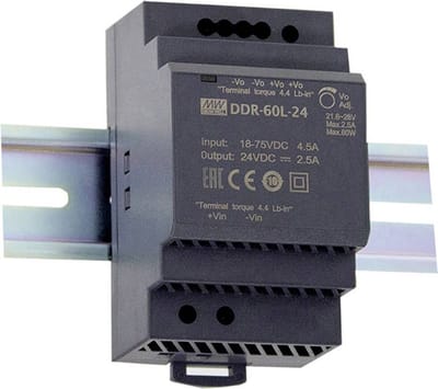 Mean Well DDR-60L-24 DIN-rail DC/DC-converter 24 V/DC 2.5 A 60 W Aantal uitgangen: 1 x Inhoud: 1 stuk(s)