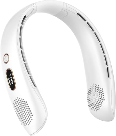 SnelShoppen - Draagbare Nekventilator, Stil, 360° Luchtstroom, USB-Oplaadbaar, 3 Snelheden, Bladeloze Ventilator voor Kantoor, Reis, Thuis en Buiten