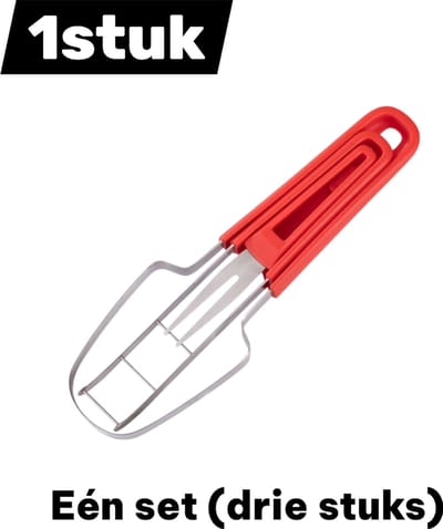 1 set (3 stuks) - Watermeloensnijder - Watermeloensnijder van roestvrij staal - Huishoudelijke fruitsnijder - Cantaloupefruitsnijder (rood)