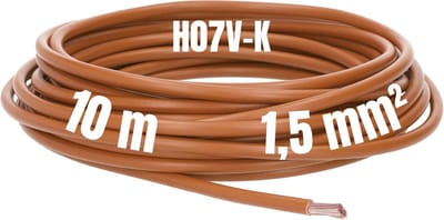 Kalitec 10 meter H07V-K 1,5 mm² bruine bedradingskabel I kernkabel flexibel I PVC enkeladerig I meeraderig 1,5mm2 I bedrading fijnaderig I enkele kabel I kabel massief I schakeldraad