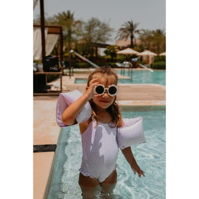 Swim Essentials - Zwembandjes met panterprint - Zwemvleugels - 0-15 kg - 0-2 jaar - PVC -Lila/wit