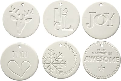 Ornamenten om te hangen, afm 7x7 cm, dikte 0,6 cm, wit, 24 stuk/ 1 doos