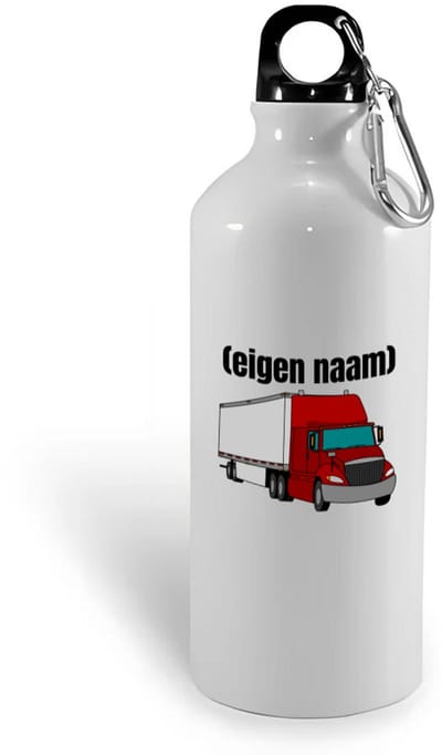 Hacebo® - rode vrachtwagen met eigen naam waterfles - Vrachtwagen chauffeur - vrachtauto chauffeurs - iemand die houdt van vrachtwagens - verjaardag - cadeau - kado - geschenk - water fles - 400ML