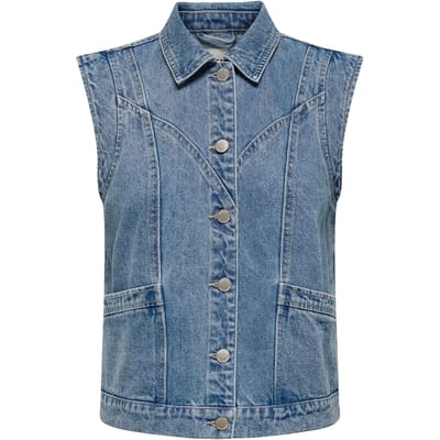 ONLY ONLKENNEDY SL DNM WAISTCOAT BJ NOOS Dames Denim top - Medium Blue Denim