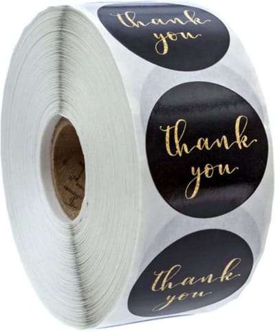 DW4Trading Stickerrol Thank You Zwart Goud Sluitstickers Ø 2,6 cm 500 Stuks