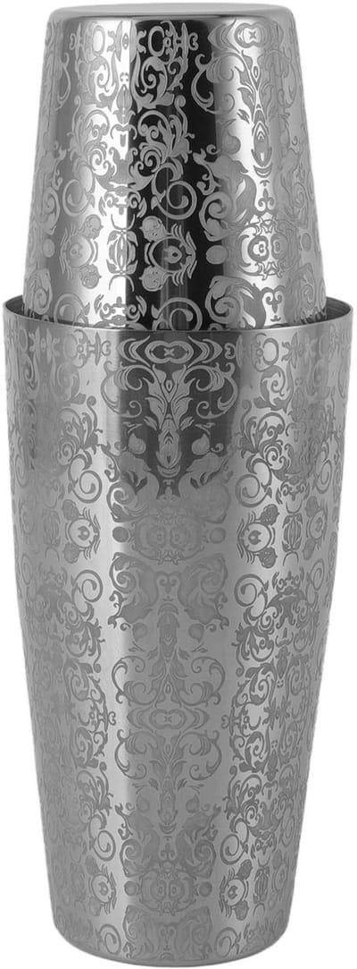 Dailygoody - Roestvrijstalen Cocktailshaker - Gegraveerde Martini Shaker - Vaatwasserbestendig - Zilverkleurige Home Bar - Boston Bar Mixer - Geschikt...