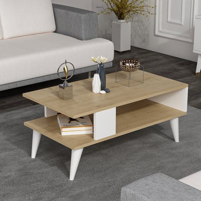Salontafel Lycksele 40x90x45 cm eiken en wit