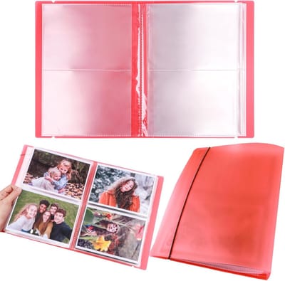 Grote doorzichtige stickeralbum met 20 pagina's en 80 zakjes voor foto's, postkaarten en stempels - Opbergmap 44.5x29x3.5cm voor creatief gebruik en organisatie