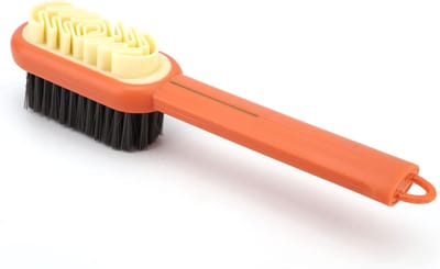 Famanu – Suède Schoenborstel - 2 Weg Suède Reinigingsborstel voor Schoenen Duurzame Borstelharen Reinigingstool voor Laarzen Stoffen Kleding Tassen (Oranje)