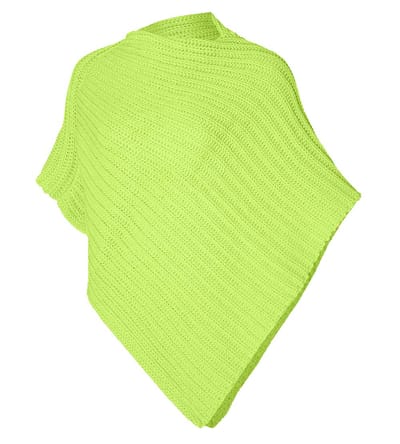 Apollo - Party poncho gebreid - Carnvalskleding dames Fluor geel - one size - Carnaval - Feestartikelen - Carnavalskleding - Party