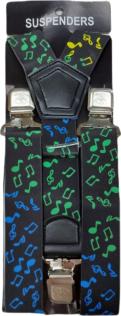 Bretels | Kleur: Muziek Motief | Bretels Heren Volwassenen | Stevige Clips | Sterke Clips | Brede Clips | One Size Fits All