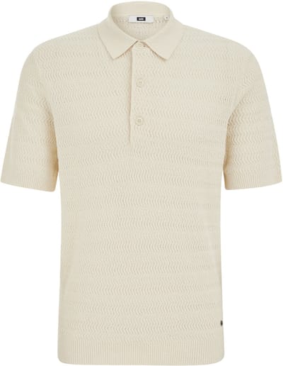 WE Fashion Heren regular fit fijngebreide polo van boucle‑garen
