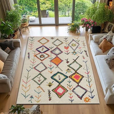 Etnisch Retro Boheems Print Groot Tapijt Antislip Slijtvast Zachte Mat voor Woonkamer en Slaapkamer Kleed Klassiek en Schoonheid 80x120cm