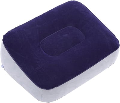 Opblaasbare Voetsteun - Reisvoetenbank Kussen - Voeten Ontspannen - Huidvriendelijk Gevlokt PVC - 38x29x5 cm - Grijs