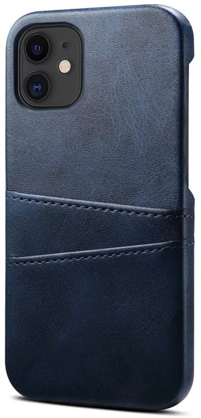 geschikt voor iPhone 12 Pro Max Pashouder Hoesje Leer - Telefoonhoesje van kunstleer met vakjes voor pasjes geschikt voor iPhone 12 Pro Max - Mobiq Leather Snap On Wallet hoesje geschikt voor iPhone 12 Pro Max Blauw
