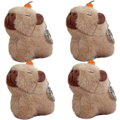 Porte-clés Peluche Capybara Jouet Peluche Capibara Pendentif Kawaii Sac Porte-clés Mignon Peluches Animaux Décoration Voiture Cadeau de Noël As showing beige