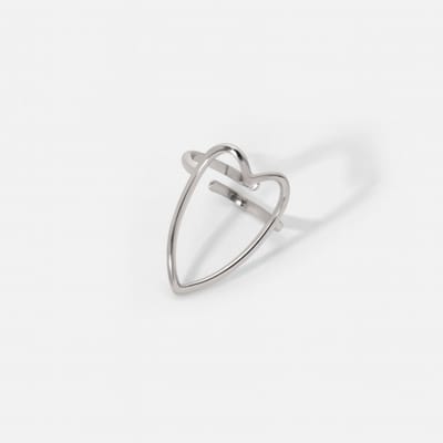 Minimalistische open hart ring - Stainless Steel zilverkleurig - Waterproof - The Jewellery Salon - Statement brede ring