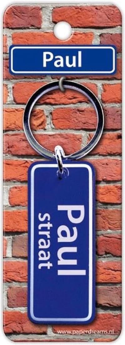 Paper Dreams Sleutelhanger Straatnaam Paul 9 Cm Staal Blauw