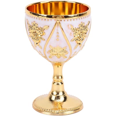 Legering Wijnbeker Kelk 30ml Europese Stijl High-End Thuisgebruik Vintage Metaal Rozenpatroon All White