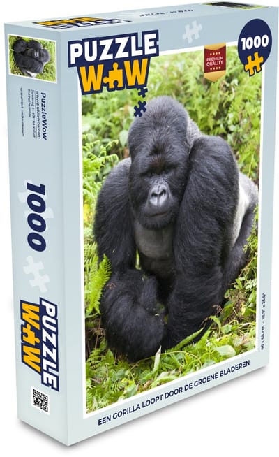 Puzzel Een Gorilla loopt door de groene bladeren - Legpuzzel - Puzzel 1000 stukjes volwassenen