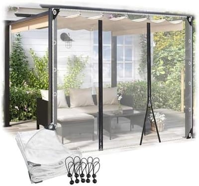Waterdichte transparante zeilgordijnen voor buiten met ritssluiting - PVC kunststof, tuinhuisje, zijpanelen voor pergola en terras (2,2 x 1,8 m) - weerbestendige bekleding