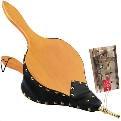 Open haard balg 19"x8" - Hout brand blazer met ophangriem en metalen mondstuk voor open haard, vuurplaats en BBQ