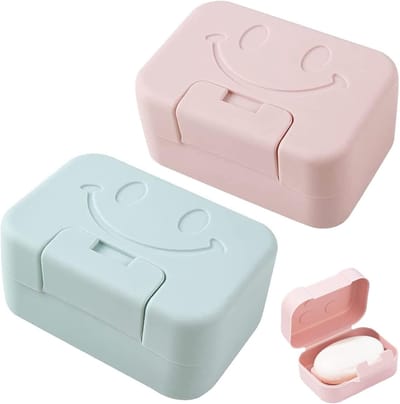 Zeephouders - voor op reis waterdicht - 2 stuks met deksel - voor thuis badkamer reizen kamperen - Zeephouder voor vakantie en reizen - Draagbare Bar Zeepetui - Lekvrije Zeepkist - Reisformaat Toiletartikelen
