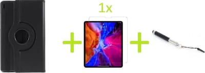 Book Cover Geschikt voor: Samsung Galaxy Tab A7 Lite Multi Stand Case - 360 Draaibaar Tablet hoesje - Tablethoes - Zwart + 1x Screenprotector + Stylus