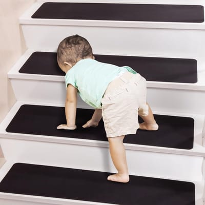 Candala Rubberen traptreden, antislip trapmatten, 30 "X8", set van 7; binnenshuis, houten treden, zwart