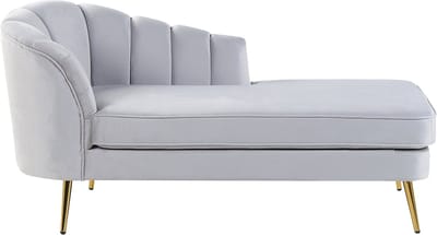BELIANI ALLIER - Chaise longue - Lichtgrijs - Linkerzijde - Fluweel