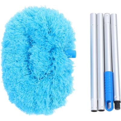 Plumeau rond extra long Rotation à 360 degrés Multifonctionnel Lavable Plumeau pour ventilateur de plafond 140 cm Poussière bleu