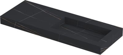 INK Pitch wastafel in keramische slab wasbak rechts met drain en front en side skirts zonder kraangat 120x45x9cm, lauren black mat