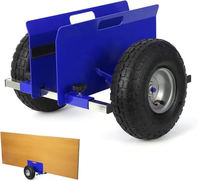 Steekwagen - Plaatwagen - Panel Dolly 180kg - Gipsplaten Trolley met 10" Luchtbanden - Verstelbare Plaatwagen voor Deuren & Platen - All‑Terrain Transportkar - Blauw