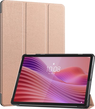 Hoes - Geschikt voor Lenovo Tab 10.1 inch - Dun & Stevig - Trifold Bookcase - Hard Cover - Hardcover Book Case - Tablet Hoesje - Rosé goud