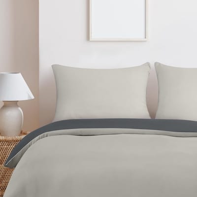 Famanu Dekbedovertrek Set - Zachte Microvezel Dekbedovertrek 200x200cm met Kussenslopen 50x75cm - Beddengoed Dekbedovertrek Set - Donkergrijs En Lichtgrijs
