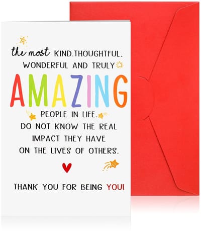 Dailygoods - Kleurige Bedankt Kaart met Envelop - Perfect voor Vrienden en Familie - Mooi Ontwerp - Geschikt voor Leraren - Bedankje voor Speciale Mom...