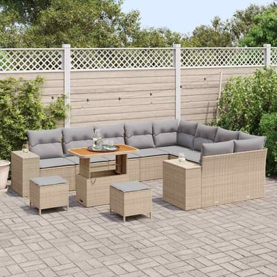 vidaXL - Tuinbank - Set - 12 - st - 9-Aantal - zitplaatsen - Beige - en - Lichtgrijs