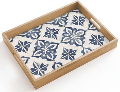 Dienblad hout 40x30 cm - Schootdienblad - Tegels - Spaans - Patronen - Keramiek - Borrelplank rechthoek - Plateau dienbladen